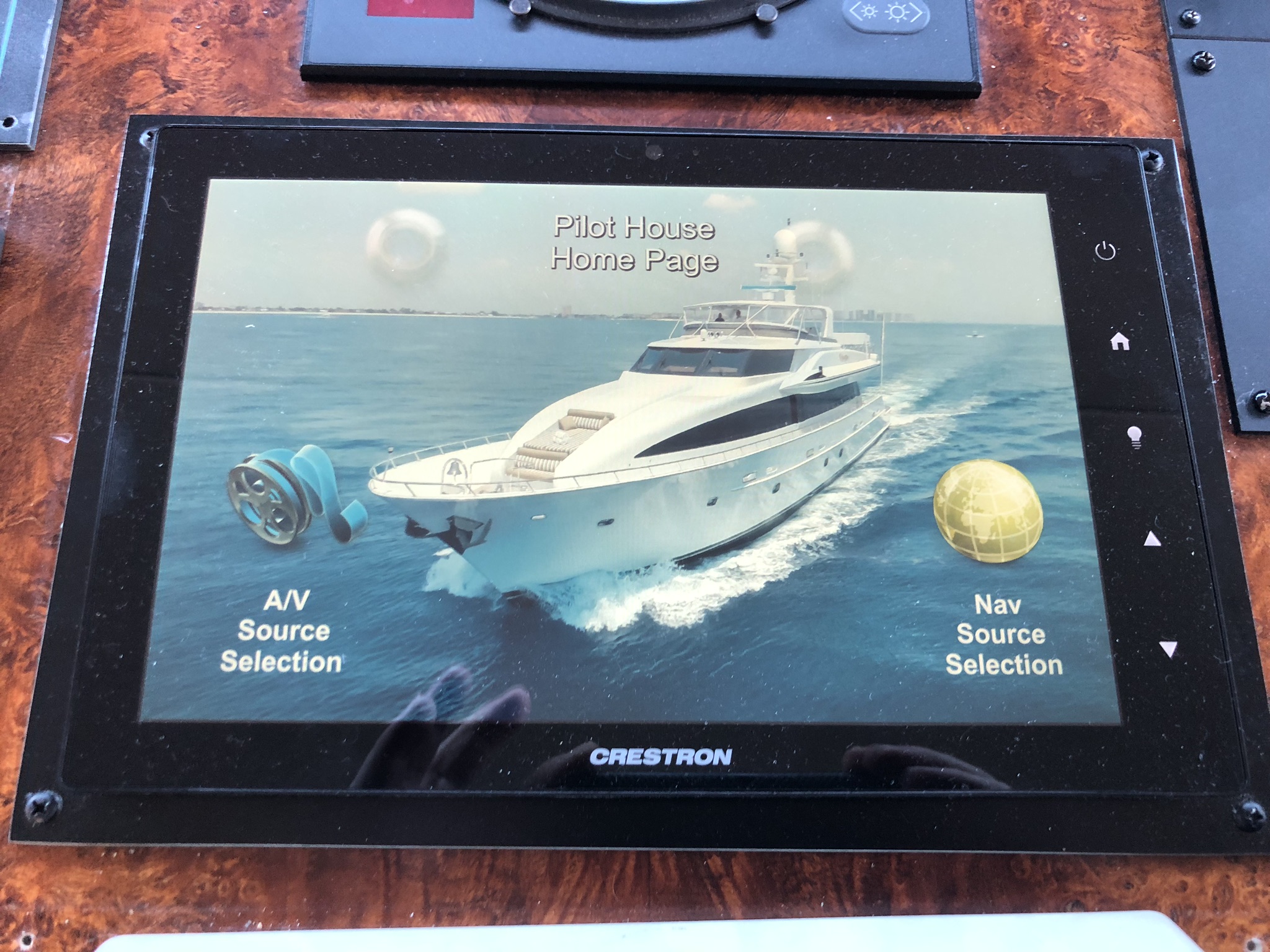 Crestron yacht control touchscreen aboard M/Y Valkyrie